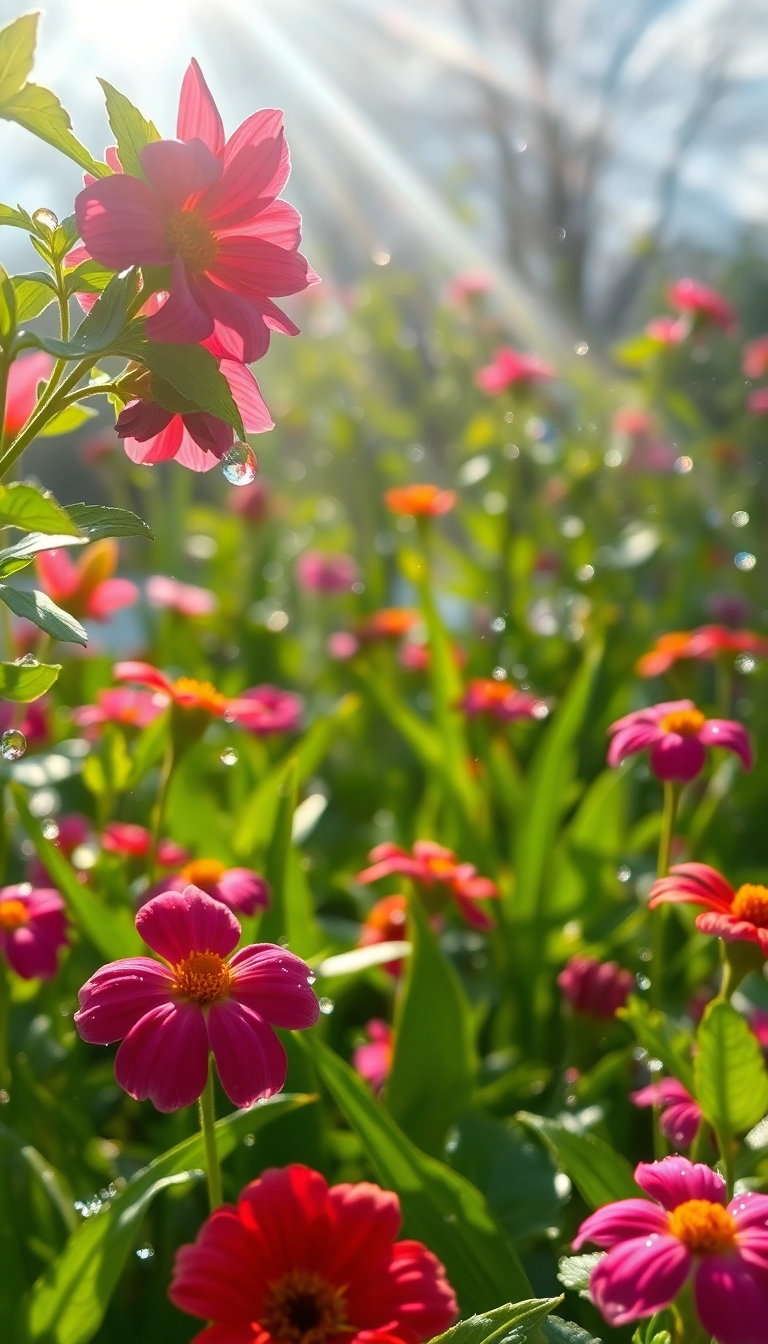 HD iPhone AI Spring Rain Garden Captivating Wallpaper